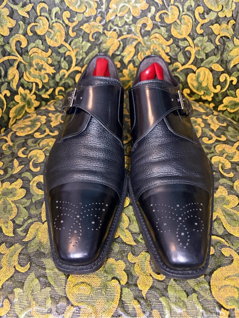 Men's Mezlan Black Leather Monk Strap Dress Shoes